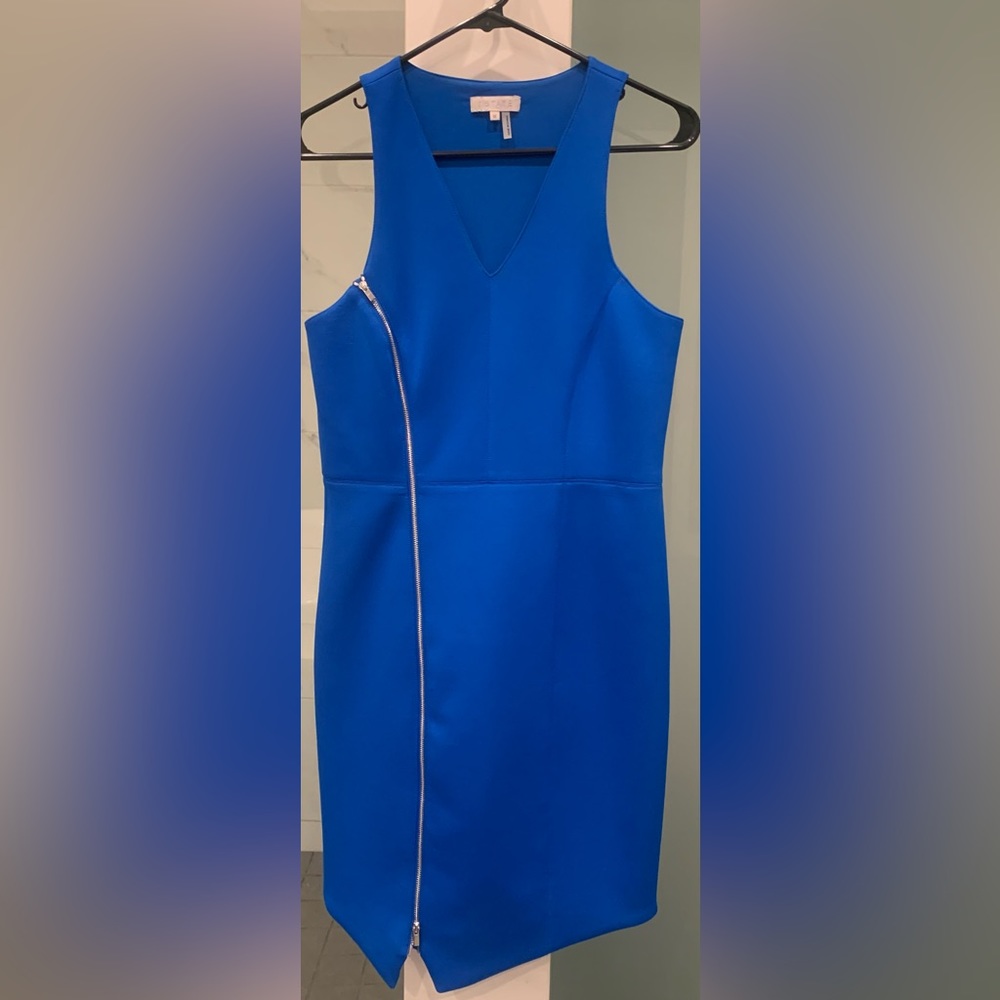 Blue cocktail dress with front zipper medium